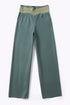 Reversible straight leg pants in cotton blend jacquard